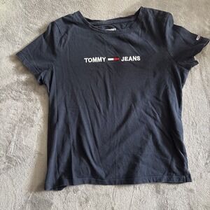 Tommy Jeans Tee Baby Doll Top Women's‎ Medium Red Logo Cotton T Shirt